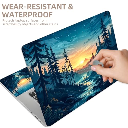 Universal Laptop Skin Sticker for 12/13/14/15.6 Inch Laptops, Reusable Vinyl Laptop Decal Cover, Waterproof Scratch Resistant Notebook Skin with 2 Wrist Pads,Sunset Forest - color: Sunset Forest