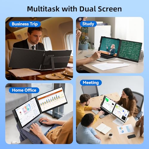 Laptop Screen Extender 1.8lbs 14.1" - Ultra-Light & Ultra-Slim 1080P FHD IPS Dual Portable Monitor for 13"-17.3" Laptops Plug & Play Travel Extra Screen Compatible with Wins/Mac/Android/Chrome - size: 14.1"