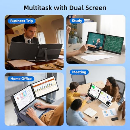 Laptop Screen Extender 1.8lbs 14.1" - Ultra-Light & Ultra-Slim 1080P FHD IPS Dual Portable Monitor for 13"-17.3" Laptops Plug & Play Travel Extra Screen Compatible with Wins/Mac/Android/Chrome - size: 14.1"