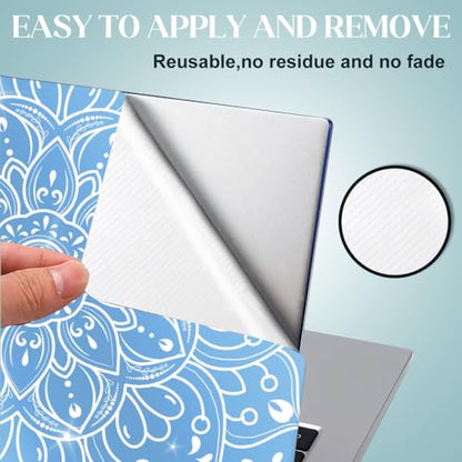 SUPERDANT Laptop Skin Sticker Mandala Laptop Decals Personalized Universal Notebook Computer Wrap Vinyl Skin Stickers Cover Art Decal Removable 12-15.6 Inch Waterproof Scratch-Resistant Gifts Blue