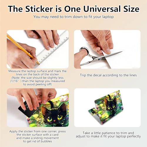 Laptop Skin Sticker Decal 15.6 Inch,12 13 13.3 14 15 15.6 in Laptop Netbook Skins for Notebook,Art Decal Removable Waterproof Scratch Resistant,Universal Vinyl Cover,Cute Cat Lotus - color: Cute Cat Lotus