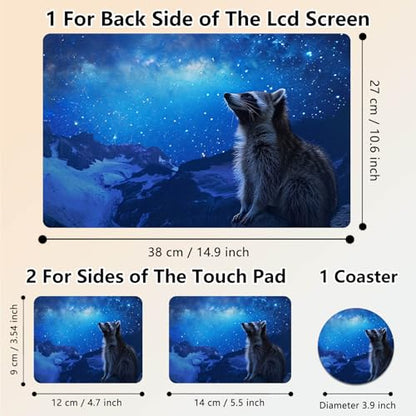 Laptop Skin Sticker Decal 15.6 Inch,12 13 13.3 14 15 15.6 in Laptop Netbook Skins for Notebook,Art Decal Removable Waterproof Scratch Resistant,Universal Vinyl Cover,Blue Galaxy Raccoon - color: Blue Galaxy Raccoon