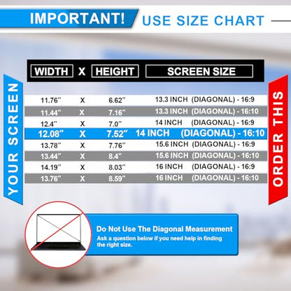 FILMEXT 14 Inch Laptop Privacy Screen, 16:10 Aspect Ratio | Compatible with Lenovo Hp Dell Acer Asus Thinkpad Envy Xps, Removable Laptop Screen Privacy Anti Spy Anti-Blue Light Filter - size: Privacy 14-16:10