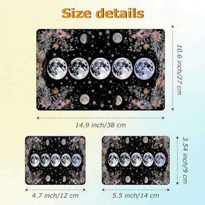 Universal Laptop Skin Sticker with 2 Wrist Pad Decals, 3-Piece Removable Vinyl Laptop Cover, Moon Flowers Waterproof Anti-Scratch, Easy-Trim Fit for 13.3" 14" 15.6" Laptops - color: Moon Flowers