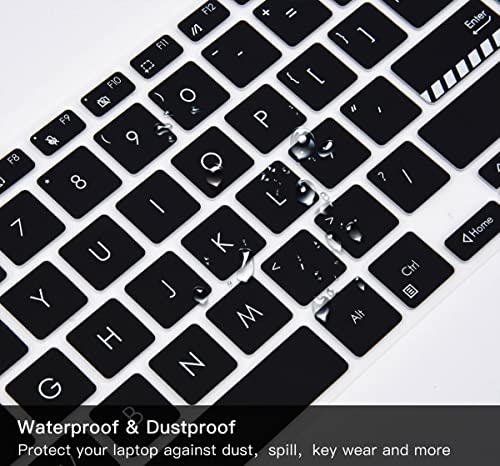 2PCS Keyboard Cover for ASUS VivoBook 16X 16 F1605 F1605VA M1605 F1603 M1603 X1603, Vivobook Go 15.6" E1504FA, VivoBook Pro 16X OLED K3605 K6602 N7601 TN3604,VivoBook 15 15.6 K3502 M3502 M1503 K6501 - color: Black+Clear
