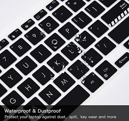 2PCS Keyboard Cover for ASUS VivoBook 16X 16 F1605 F1605VA M1605 F1603 M1603 X1603, Vivobook Go 15.6" E1504FA, VivoBook Pro 16X OLED K3605 K6602 N7601 TN3604,VivoBook 15 15.6 K3502 M3502 M1503 K6501 - color: Black+Clear