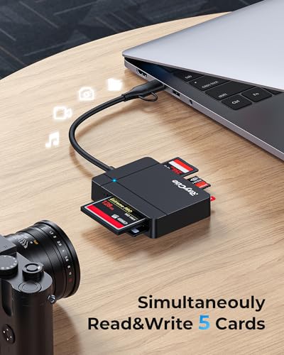 RayCue USB C USB3.0 Multi SD Card Reader, 7 in1 Memory Card Reader for SD/TF/CF/XD/MS, Drive Free for iPhone 15 pro/max, MacBook Pro/Air 2023, iPad Pro, iMac, S23, XPS 17, Surface Book 3 and More