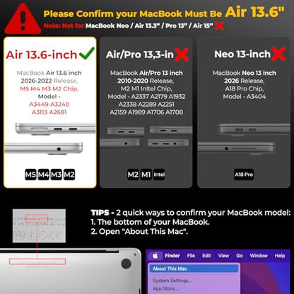 EooCoo Case Compatible with MacBook Air 13 inch M5 2026-2022 M4 M3 M2 A3449 A3240 A3113 A2681, Crystal Hard Shell Scratch Resistant Protective Cover for Mac Air 13.6 inch, Sparkly Clear - color: Sparkly Clear, size: Air 13.6-inch