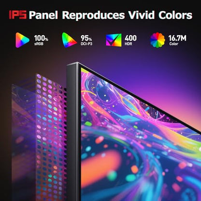 KOORUI 27 Inch 1440p Gaming Monitor, 200Hz Fast IPS, 1ms, HDR400 G2721P | Adaptive Sync, 95% DCI-P3, HDMI2.0/DP1.4, VESA Mount for PC, Console, Streaming and Dual-Screen Setups - size: 27"/WQHD/200Hz/IPS