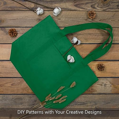 TOPDesign 1-Pack Canvas Tote Bag with an External Pocket, Reusable Grocery Shopping Bag, Top Zipper Closure, Daily Essentials (Green) - color: Green