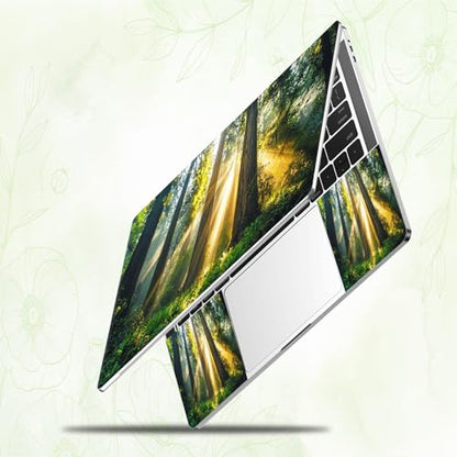 Laptop Skin Sticker Decal, Universal Reusable Vinyl Laptop Cover for 12" 13" 13.3" 14" 15" 15.4" 15.6" Notebook PC, Reusable Waterproof Scratch-Resistant with 2 Wrist Pads,Forest Tree Sunshine - color: Forest Tree Sunshine