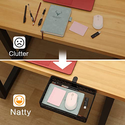 Under Desk Drawer, Clamp on Desk Organizer Under Table Hanging Desk Storage | 2PCS under desk organizer: clamp on desk drawer, under desk basket, hanging desk storage, clamp on undertable shelf, no-drill - size: Black 2 Pack