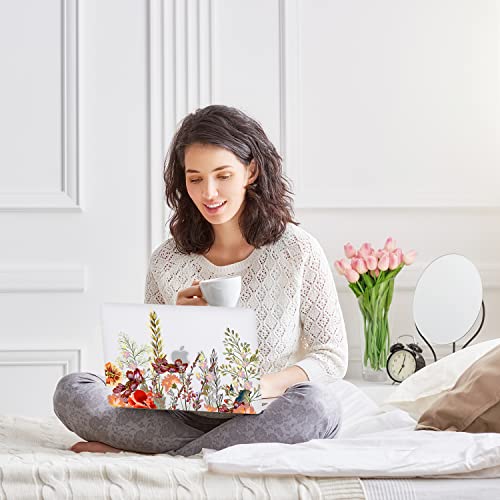 Case for MacBook Air 13-inch Laptop M5 M4 M3 M2 A3449 A3240 A3113 A2681 2026-2022 Release with Touch ID, 3D Effect Matte Clear See Through Hard Cover&Keyboard Cover, Field Flowers - color: Yellow Red