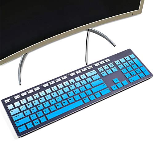 Keyboard Cover Skin for Dell KM636 Wireless Keyboard & Dell KB216 Wired/Dell Optiplex 5250 3050 3240 5460 7450 7050/Dell Inspiron AIO 3475/3670/3477 All-in-one Desktop Keyboard Protector, Ombre Blue - color: Ombre Blue