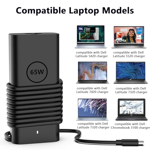 DECSZDY Replacement for Dell Laptop Charger 65W USB-C;Compatible with All Dell Computer 65 Watt USB Type C Power Adapter