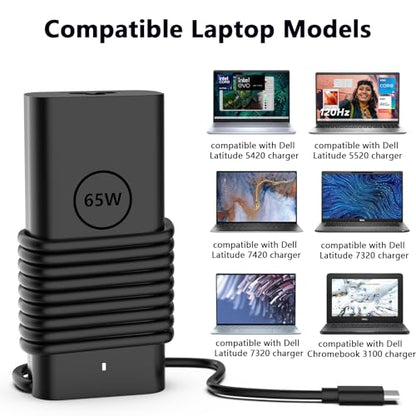 DECSZDY Replacement for Dell Laptop Charger 65W USB-C;Compatible with All Dell Computer 65 Watt USB Type C Power Adapter
