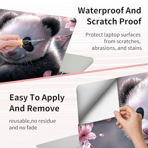 Laptop Skin Sticker 3-Piece Set,Cute Baby Panda | Trim-to-fit 3-piece vinyl set with one 15 x 10.6 in lid skin and two palm-rest decals for many 12-15.6 in laptops - color: Cute Baby Panda