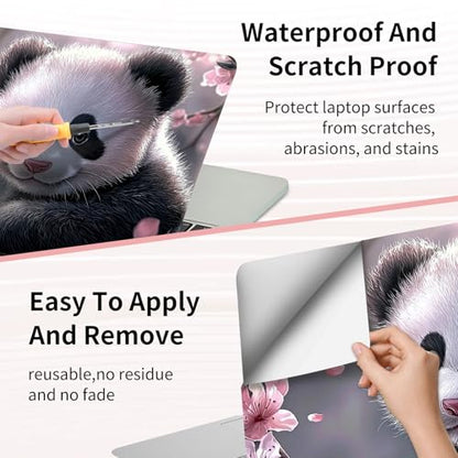 Laptop Skin Sticker 3-Piece Set,Cute Baby Panda | Trim-to-fit 3-piece vinyl set with one 15 x 10.6 in lid skin and two palm-rest decals for many 12-15.6 in laptops - color: Cute Baby Panda