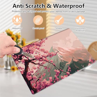 Laptop Skin Sticker Decal 15.6 Inch,12 13 13.3 14 15 15.6 in Laptop Netbook Skins for Notebook,Art Decal Removable Waterproof Scratch Resistant,Universal Vinyl Cover,Japanese Cherry Blossom - color: Japanese Cherry Blossom
