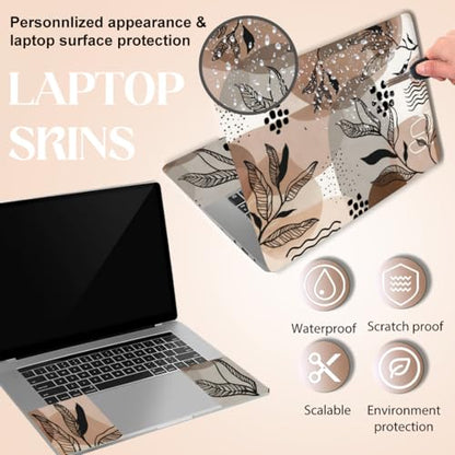 SUPERDANT Laptop Skin Sticker Boho Leaf Laptop Decals Personalized Universal Notebook Computer Wrap Vinyl Skin Stickers Cover Art Decal Removable 12-15.6 Inch Waterproof Scratch-Resistant Gifts - style: Bohe Leaves