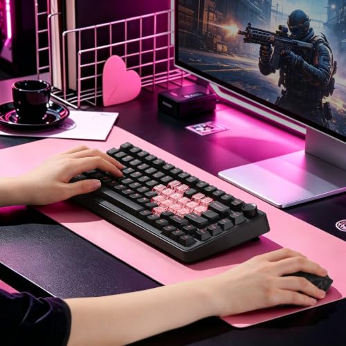 YUNZII B75 PRO Wireless Mechanical Gaming Keyboard | Custom 75% Layout with Knob,Gasket Mount,Hot Swap,Creamy Pre-lubed Switch,BT/USB-C/2.4G (Black Heart, Cocoa Cream V2 Switch) - color: Black Heart, size: Cocoa Cream V2 Switch