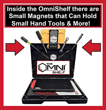The OmniShelf Portable Workstation, Magnetic Toolbox, Laptop Stand w/ 50 lb Capacity, Hands Free Workstation, Attach to HVAC, Trucks, Walls, Poles etc. (Model # OSO1 - Magnets) - size: 1 Count