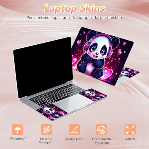Laptop Skin Sticker Decal 12" 13" 13.3" 14" 15" 15.6",Waterproof Scratch Resistant Vinyl,Reusable Easy to Apply,for MacBook HP Dell Notebooks Netbooks Laptop,2 Wrist Pads,Cute Pink Panda - color: Cute Pink Panda