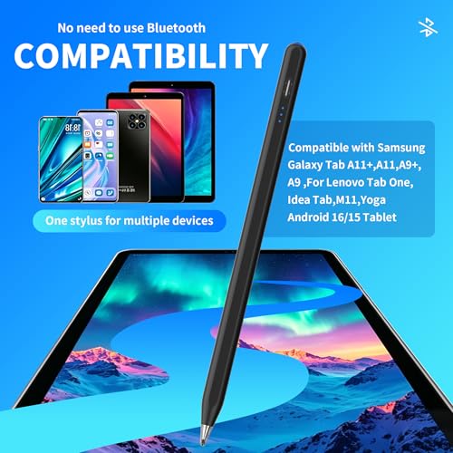 Galaxy Tab A11+ Stylus Pen for Samsung Table A11/A9+/A9 Drawing Stylus for Android Tablets, Precise Writing Pencil,Fast Charging,Auto Sleep,Button on/Off (Black) - color: black