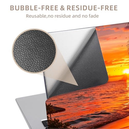 Universal Laptop Skin Sticker for 12/13/14/15.6 Inch Laptops, Reusable Vinyl Laptop Decal Cover, Waterproof Scratch Resistant Notebook Skin with 2 Wrist Pads,Seaside Sunset - color: Seaside Sunset