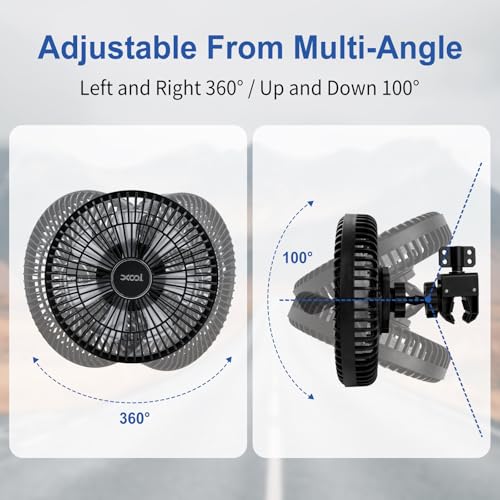 XOOL Clip Car Fan, 9 Inches 12V/24V Fan, 360° Rotatable Electric Cooling Clip on Fan with Stepless Speed Regulation for SUV, RV, Truck - size: Cigarette Single Fan 9''- Clip(Large）