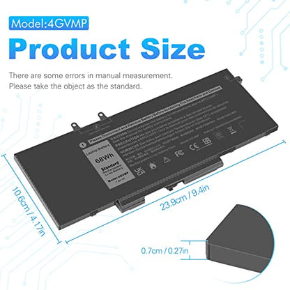 Fancy Buying 4GVMP Laptop Battery for Dell Latitude 5400 5500 Precision 3540 3550 7590/7591/7791 2-in-1 Series,P/N X77XY RF7WM 9JRYT C5GV2 P84F P80F001 P84F001 P42E P42E001 P98G001 - size: 9.4*4.17*0.27inch 4GVMP
