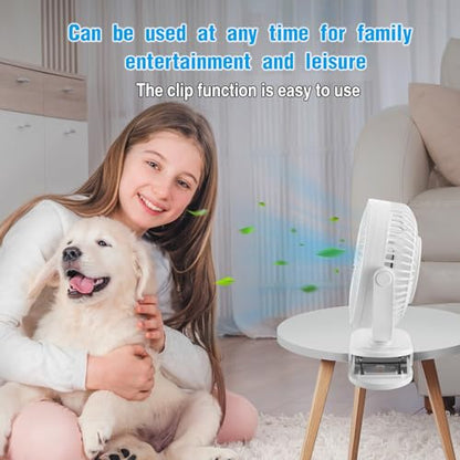 Clip on Fan Rechargeable, 8-Inch Battery Operated Desk Fan, USB Fan, 5Speeds, Strong Airflow, Sturdy Clamp for Golf Cart Office Desk Outdoor Travel Camping Tent Gym Treadmill,White - color: White