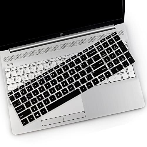 2PCS Keyboard Cover for HP Laptop 15.6 15-dw 15-dy 15-ef 15-da/db 15t-dy200 15t-dw300 15-dy2703dx, 17.3 HP Laptop 17-by 17t-by500 17-by4061nr, HP Envy x360 15m-dr/ds 17-bs 17-bw,Spectre x360 15-EB - color: Black+Clear