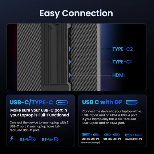 15.6" Laptop Screen Extender, 1080P FHD Laptop Monitor Extender, 235° Rotating Detachable Dual Monitor, Plug & Play Triple Screen for 13"-17.3" Laptops, Compatible with Mac/Windows/Android & Dex - color: 15.6" Carbon Black