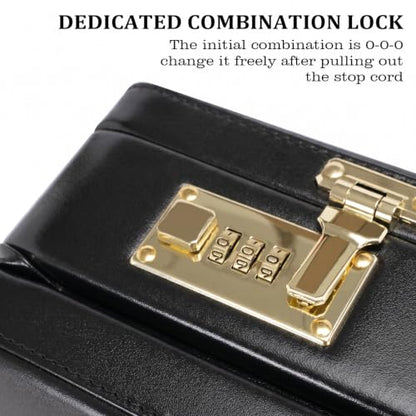 Briefcases for Men,Combo Lock & 16in Laptop Compartmen,Expandable Space,Multi File Organizer, WP Leather，Perfect for Office, Travel【Black】 - color: D-black