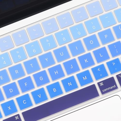 2 Pack Keyboard Cover for 2026 MacBook Neo 13" (Touch ID) & MacBook Pro 14"/16" M5-M1 Pro/Max, M5-M2 & MacBook Air 13"/15" M5-M1, Keyboard Protective Skin US Layout - color: blueGradual+TPU