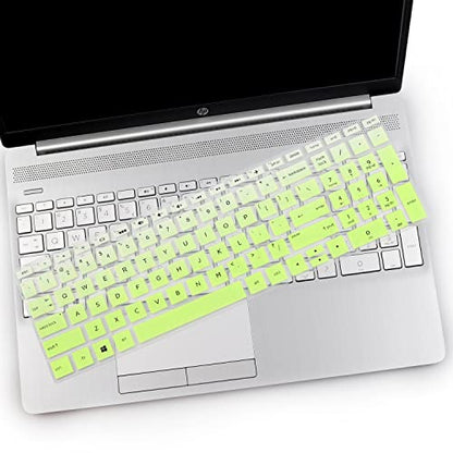 2PCS Keyboard Cover Compatible with HP Envy x360 15.6" Series /2020 2019 HP Pavilion 15 HP Pavilion x360 15.6" Series/HP Envy 17 17.3" Series/HP Laptop 15t 17t 17-ca0011nr-by0040nr - color: GradientGreen+Clear