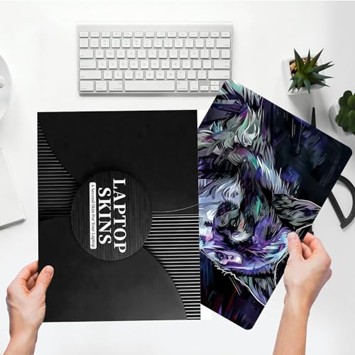 Universal Laptop Skin Sticker with 2 Wrist Pad Skins, Waterproof Scratch Resistant Vinyl Laptop Cover Decal, Cut to Fit for 11–15.6 Inch MacBook HP Dell Lenovo, Art Wolf - color: Art Wolf