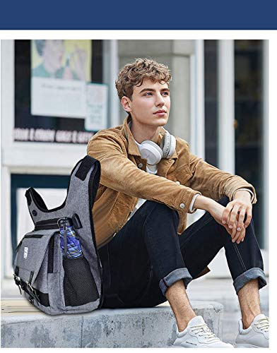 d'yallee Crossbody Messenger Bag Men Waterproof Shoulder Business Work Bag Nylon - color: Shoulder Bag - Gray