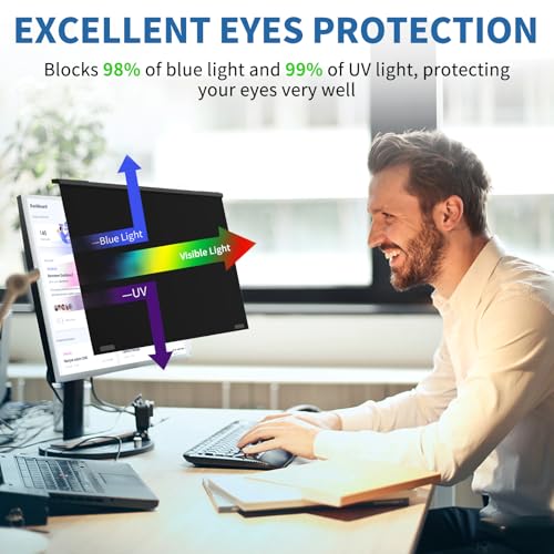 Magnetic 32 Inch Computer Privacy Screen for 16:9 Widescreen Monitor, Removable Hanging Anti-Blue Light Computer Screen Privacy Panel, Anti-UV Magnetic Attachment Monitor Privacy Screen