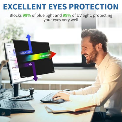 Magnetic 32 Inch Computer Privacy Screen for 16:9 Widescreen Monitor, Removable Hanging Anti-Blue Light Computer Screen Privacy Panel, Anti-UV Magnetic Attachment Monitor Privacy Screen