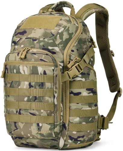 AMHEH 32L Tactical Backpack, 17 Inch Laptop Suspended Compartment | 1050D Water Resistant Heavy Duty MOLLE Computer Daypack, Airplane Travel Approved, Everyday Carry, Commuting, Weekend Trip - color: Camo