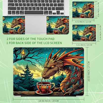 Laptop Skin Sticker Decal, Universal Protective Cover Fit 12 13 14 15.6 Inch Notebook, Reusable Water-Resistant Vinyl Decal w/ 2 Wrist Pads for Business Travel Office, Baby Dinosaur - color: Baby Dinosaur