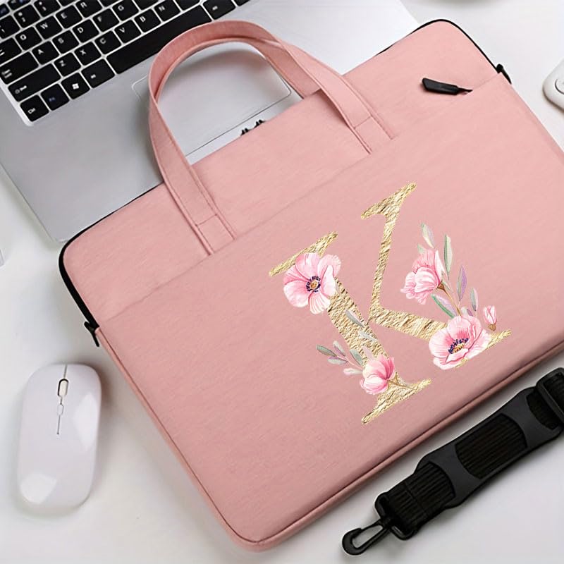 Computer Bag For Men & Women, With Initial Laptop Bag,14/15inches Messenger bag For Office、Business、Travel、School - color: Pk-k