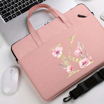 Computer Bag For Men & Women, With Initial Laptop Bag,14/15inches Messenger bag For Office、Business、Travel、School - color: Pk-k
