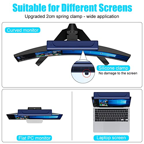 Clip On Computer Fan, Bladeless Monitor Clip On Fan | Personal Cooling Fan for Office, Quiet USB Desk Fan Small Tower Fan for Desk, Suitable for Flat and Curved Monitor, Laptop