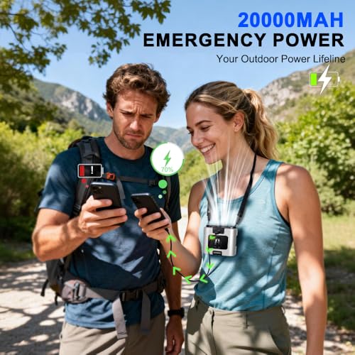 CAZOKASI 2026 Upgrade 20000mAh Waist Clip Fan Wearable Fan Portable Personal Body Fan Powerful Upto 36H Cooling and Heatstroke Prevention Fan (20000mAh/White) - size: 20000mAh/White