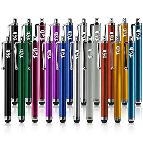 TCD 20 Pack Stylus Pen Set - Touch Screen Devices, Thick Rubber Tip - Multi | Universal Capacitive Pen for iPad, iPhone, Tablet, Laptop, Premium Bulk Stylus Pens for Writing, Drawing, and Note Taking - color: Multi Color, size: 20 Pack