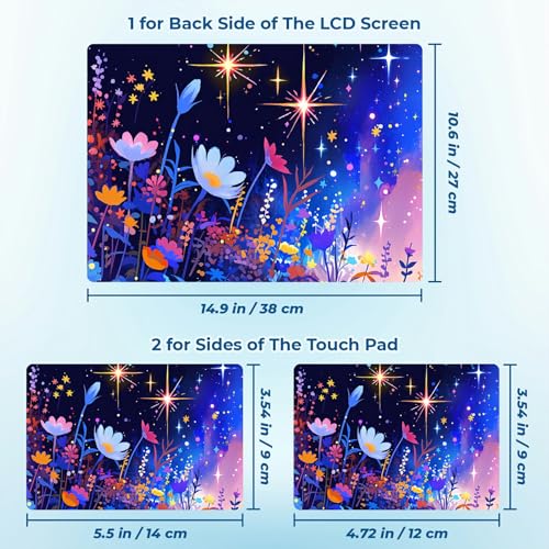 Reusable Universal Laptop Skin Sticker, Cut to Fit for 11.6–15.6 Inch Laptops, Waterproof Protective Film, No-Residue - Starlit Flowers - color: Starlit Flowers