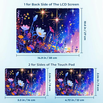 Reusable Universal Laptop Skin Sticker, Cut to Fit for 11.6–15.6 Inch Laptops, Waterproof Protective Film, No-Residue - Starlit Flowers - color: Starlit Flowers